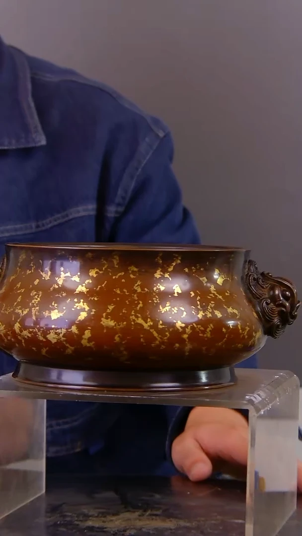 瓷片易*缘山水紫铜鎏金造像香炉结缘1111