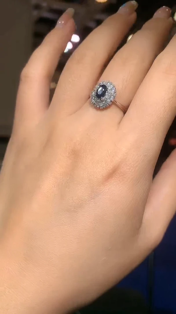 戒指蓝宝石银S925镶嵌【宝石世家严选】