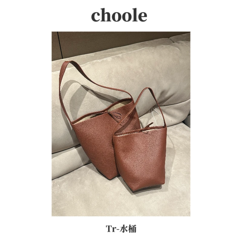 【Tr-水桶-孤品捡漏】进口头层牛皮  斜挎真皮女包No退No换