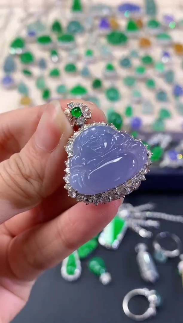 吊坠(不含链)18K金镶嵌翡翠A442|35000