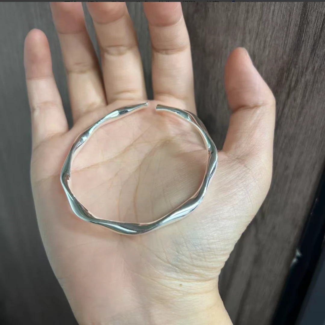 足银手镯 足银光面莫比乌斯开口手镯20.5g