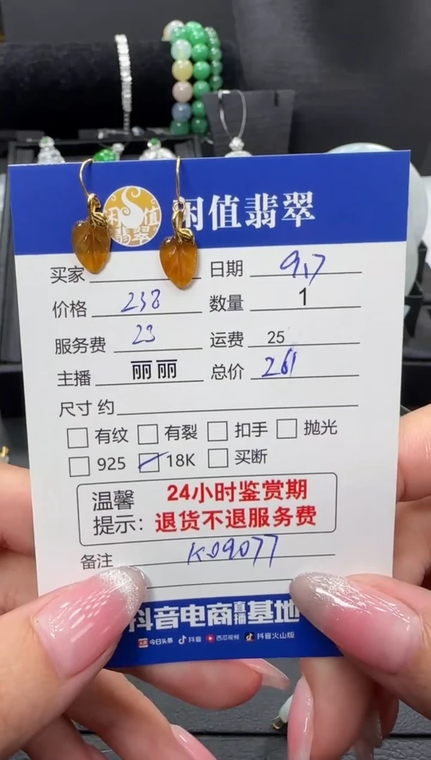 18K金镶嵌翡翠耳饰翡翠耳饰