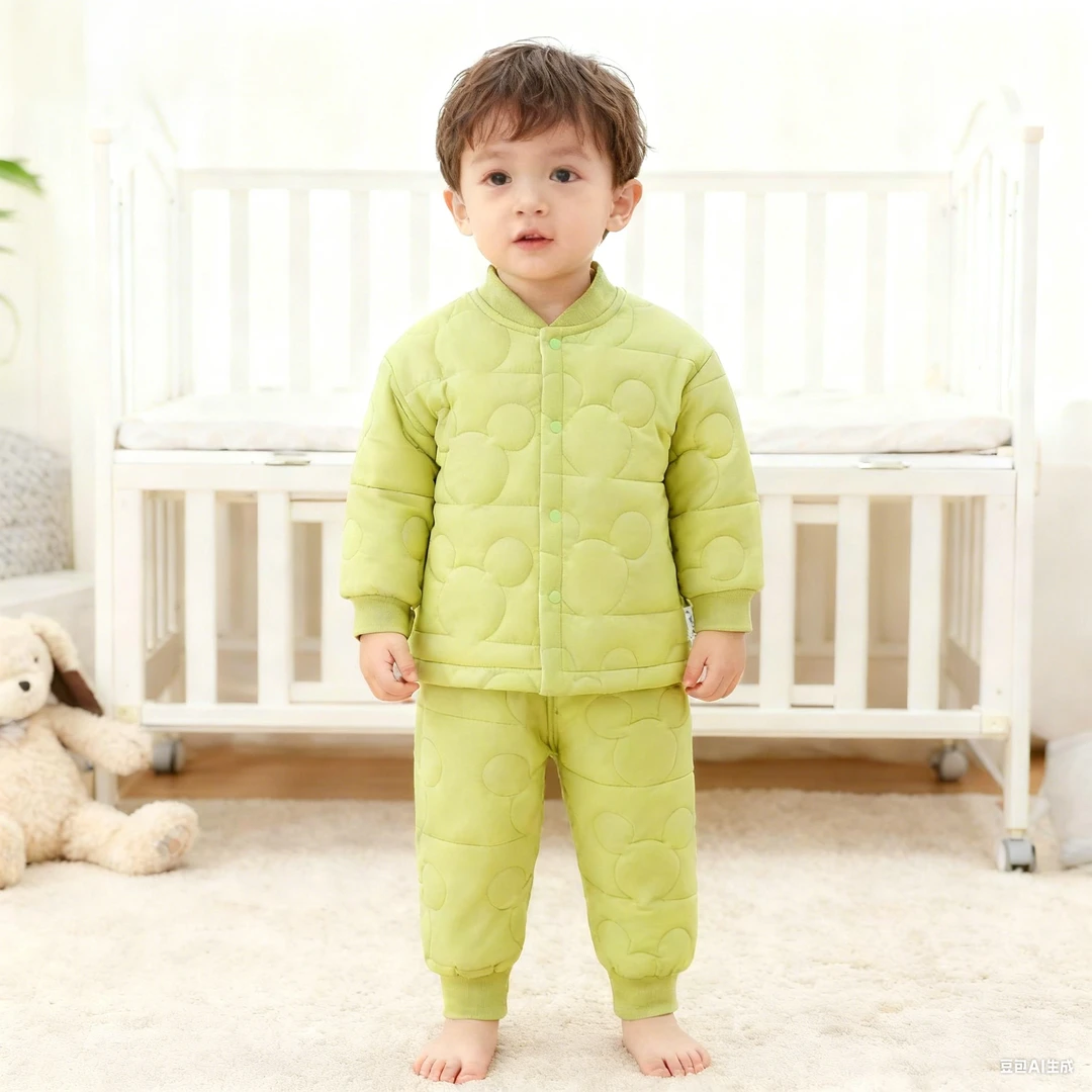 婴幼儿120g保暖套装加厚宝宝米奇夹棉蓬松儿童秋冬季保暖外出棉服