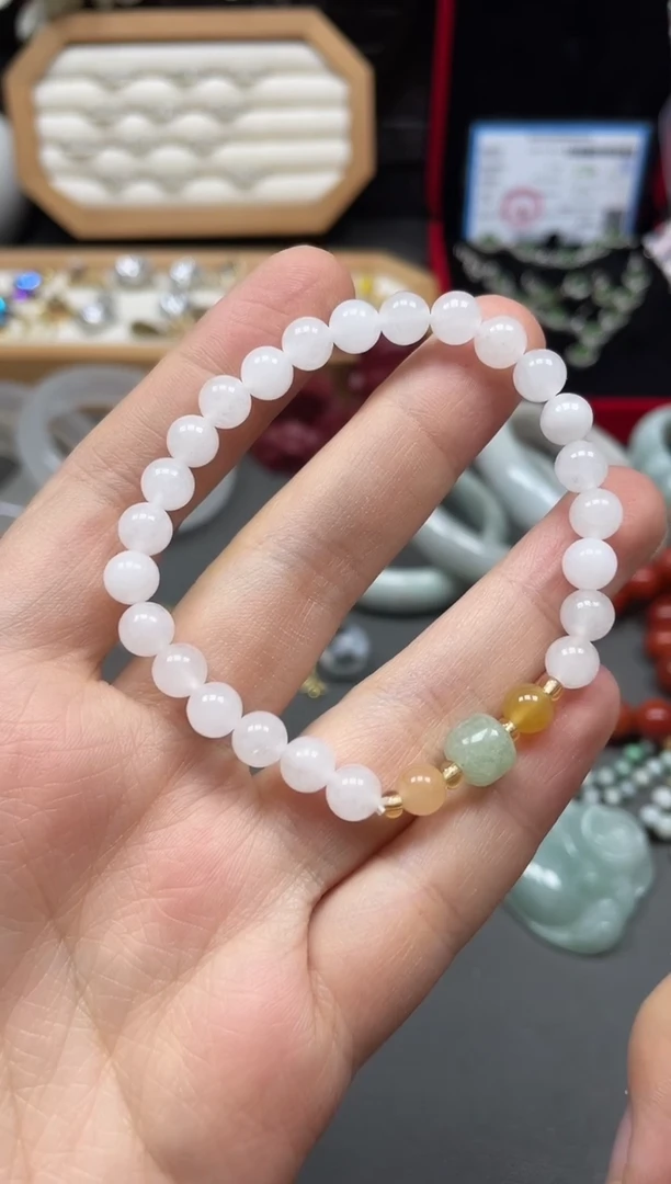 未镶嵌手串石英质玉（金丝玉）多样性发货拍一发一