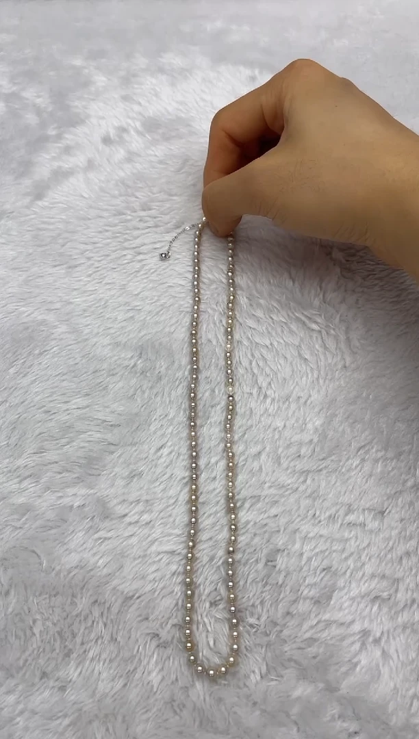 项链银S925镶嵌海水珍珠AK真多麻4-4.5mm