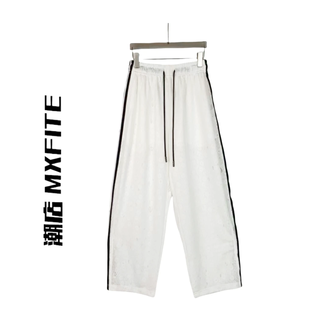 MXFITE潮店夏季新款“白月光”镂空蕾丝宽松三条杠长裤 （RDK5523）