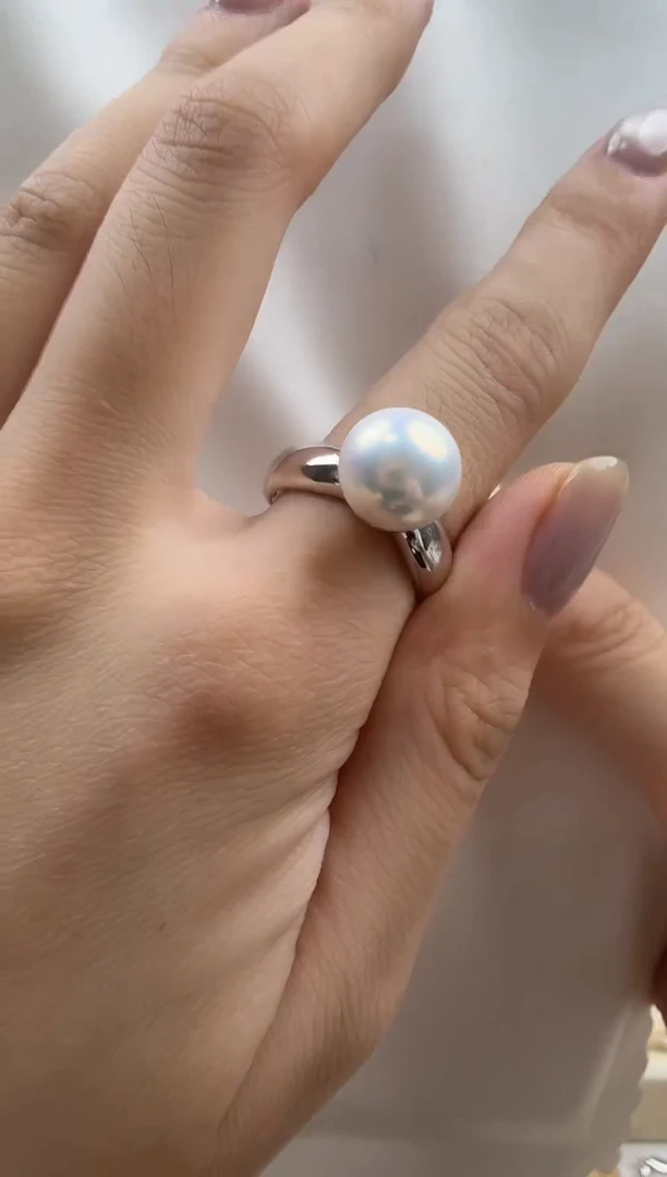 戒指银S925镶嵌淡水珍珠10-11mm爱迪生戒指