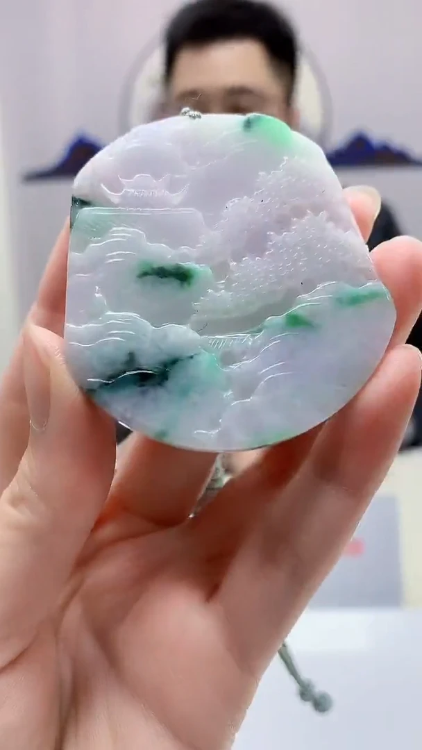 【闪购商品】定制翡翠未镶嵌5153zm-毛货挂件54山水