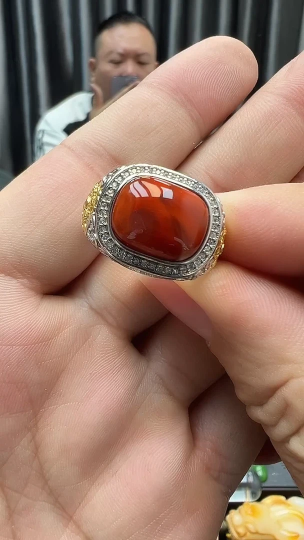 银S925镶嵌南红玛瑙戒指17