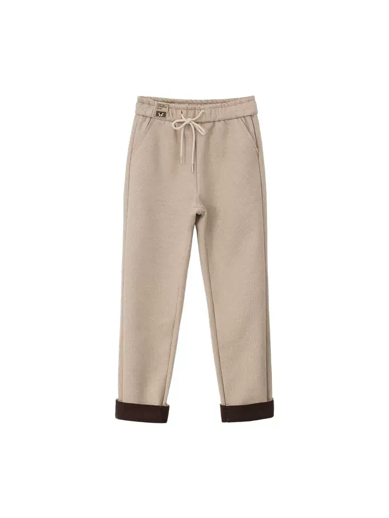 亲肤柔软宽松裤子女加绒保暖2024冬季新款慵懒时尚休闲显瘦哈伦裤