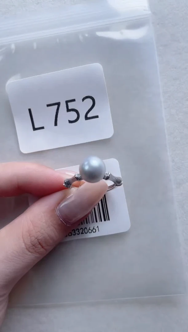 银S925镶嵌海水珍珠戒指L752