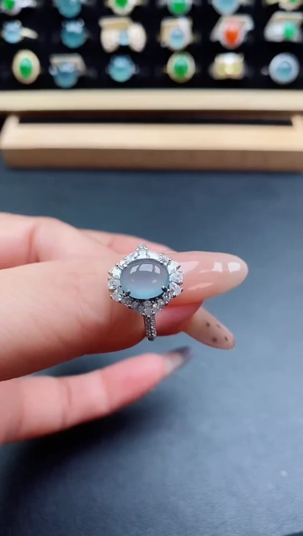 银S925镶嵌戒指翡翠1