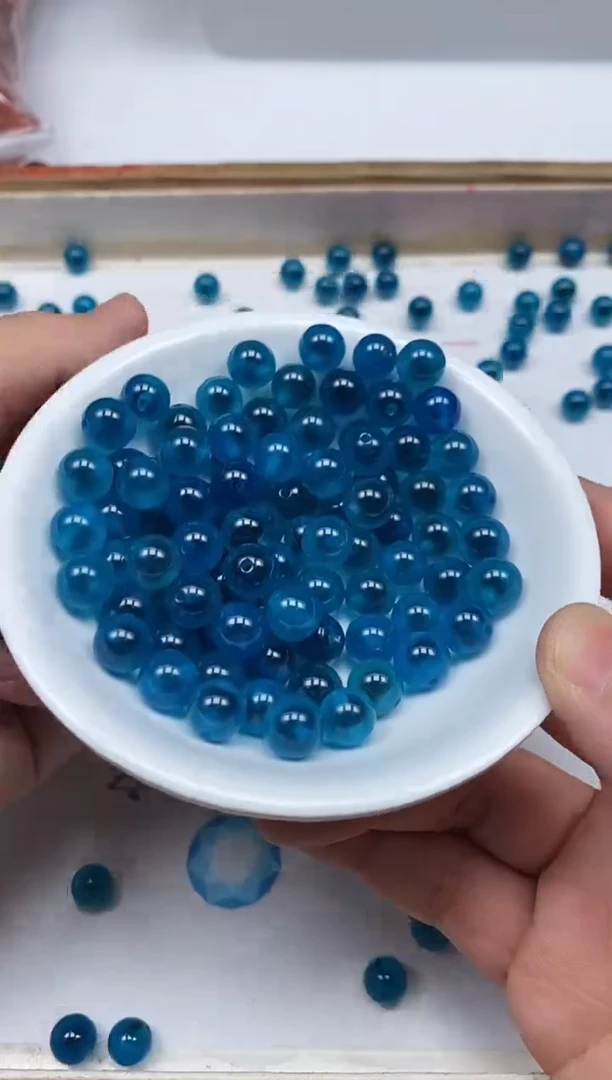 玛瑙/玉髓散珠未镶嵌B1715 （深）宝蓝糖心8mm10个9.9元