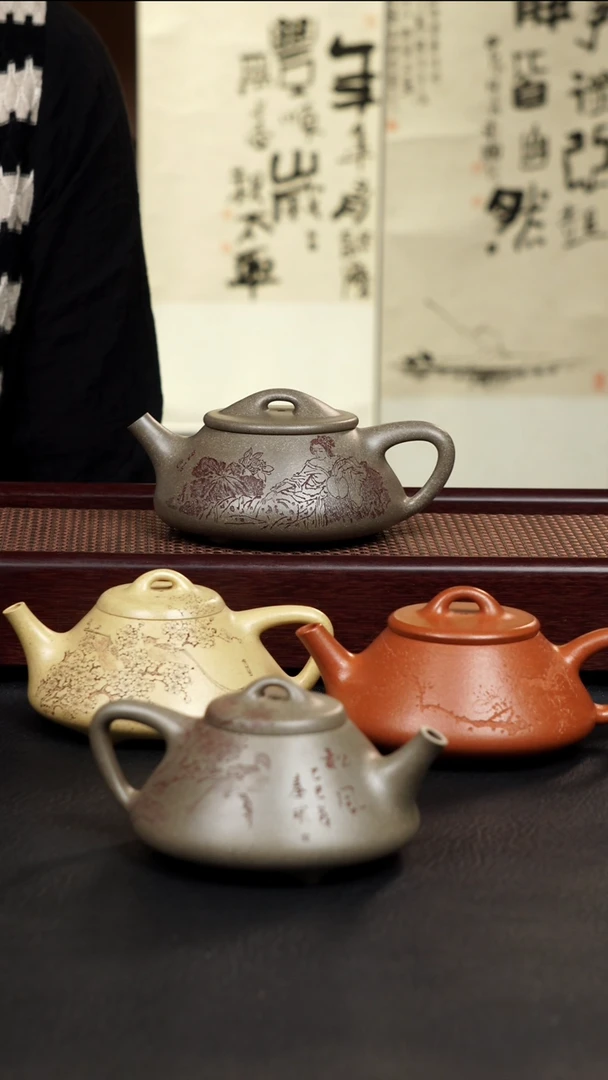 紫砂茶宠全手工景舟石瓢蟹壳青