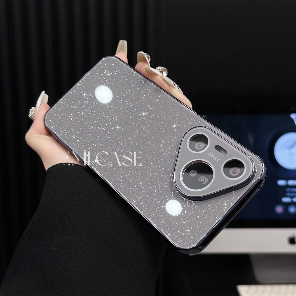 高颜值适用华为Pura70手机壳星空细闪冰晶玻璃pura70pro镜头全包