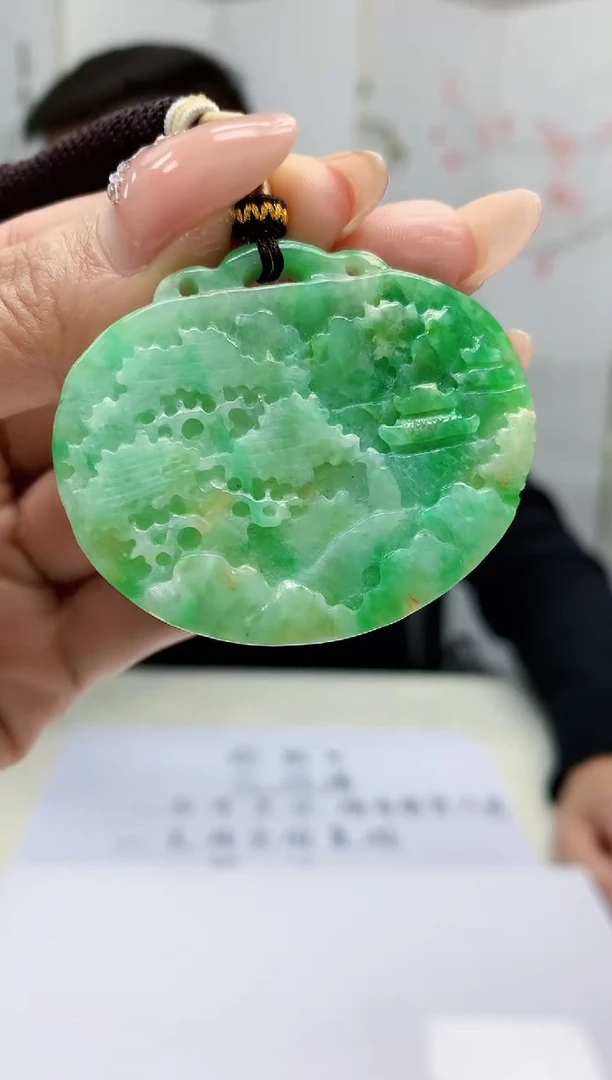 【闪购商品】定制翡翠未镶嵌5152MM-毛货挂件73