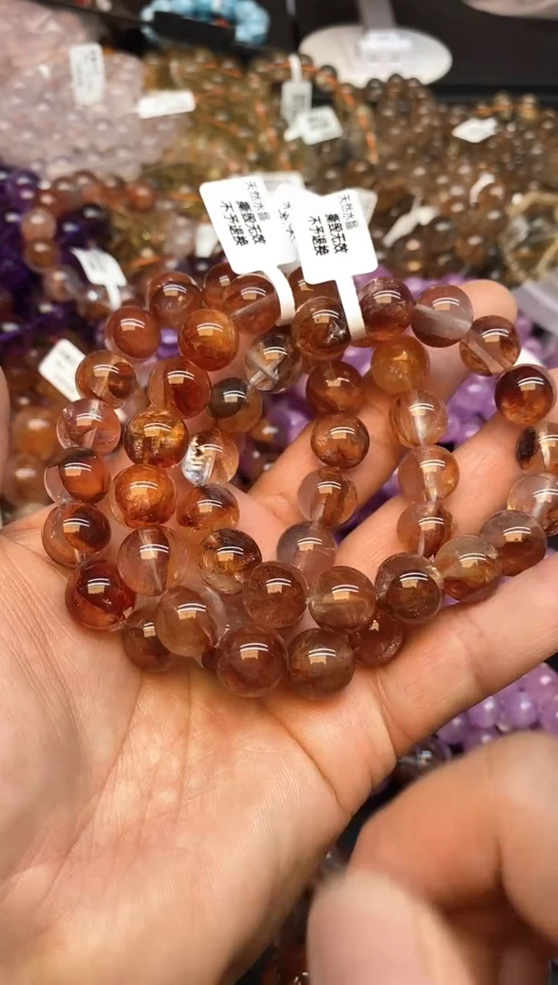 【闪购商品】水晶手链未镶嵌13 牛血红胶花12mm+多样性发其一