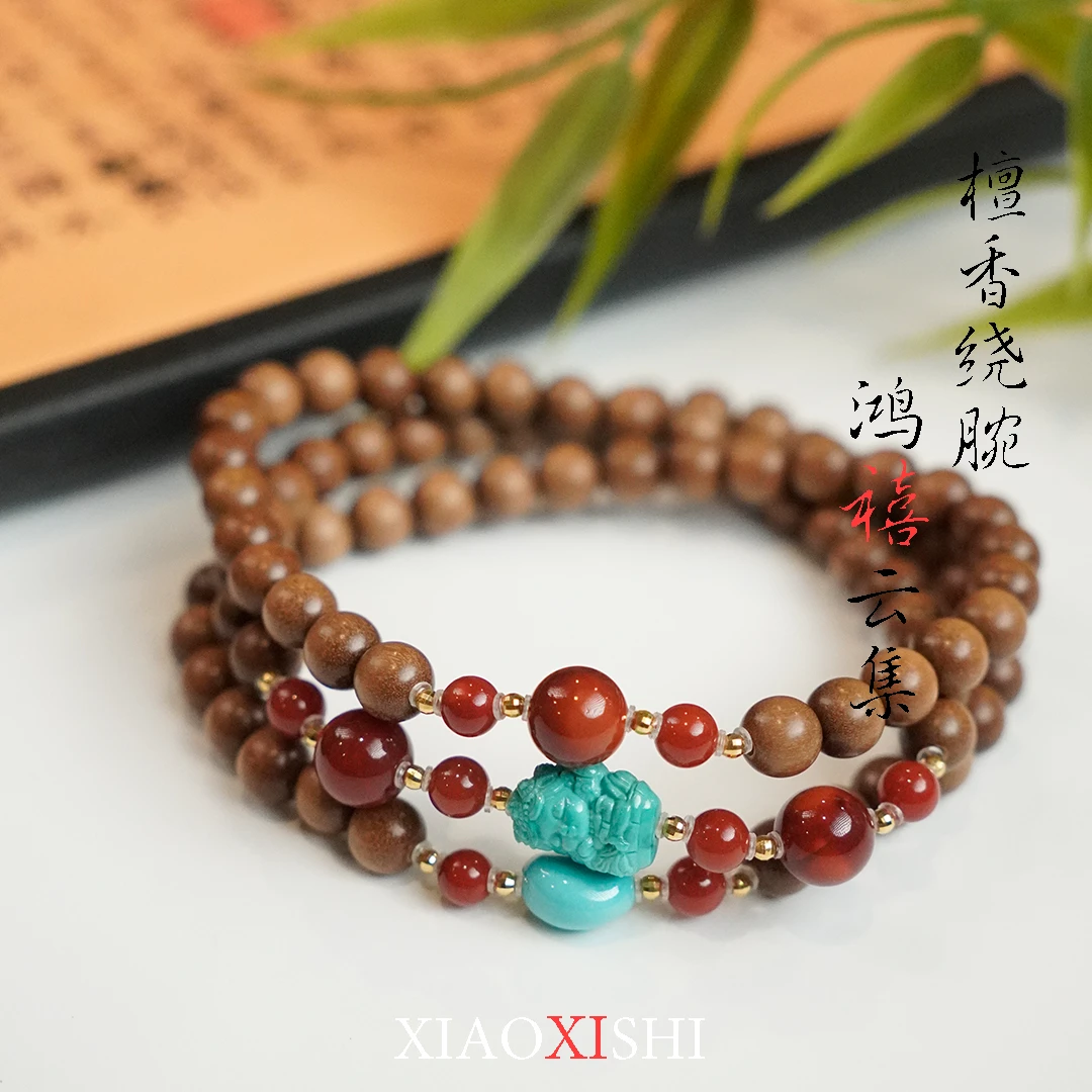 原矿绿松石手串三圈