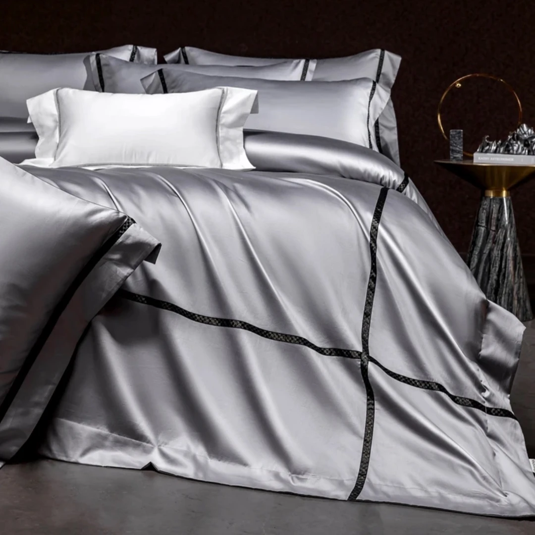 【2025新品】埃及棉简约轻奢贡缎全棉四件套 古堡灰影