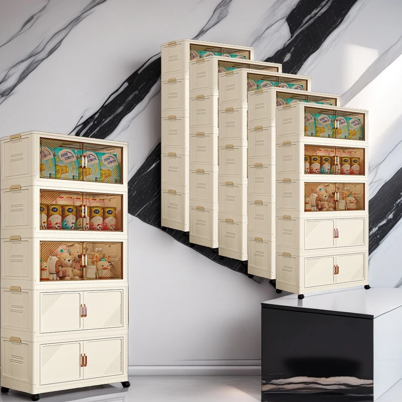 ZZ60cm【四-五层】可折叠免安装收纳柜杂物储物柜零食玩具置物柜