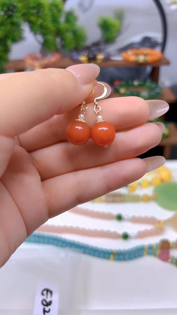 翡翠14K金镶嵌耳饰E827