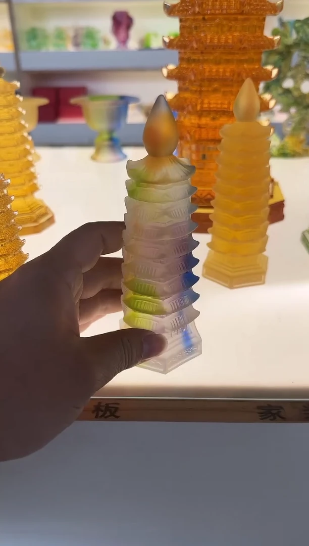 手工艺品琉璃古法琉璃彩色文昌塔15厘米