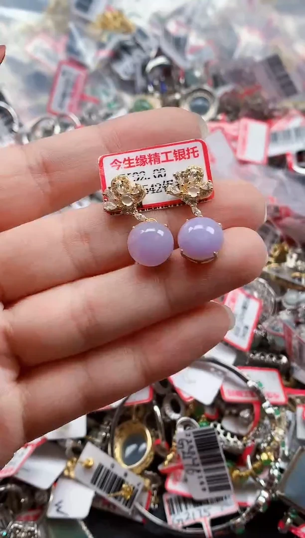 银S925镶嵌戒指翡翠天然A货缅甸翡翠