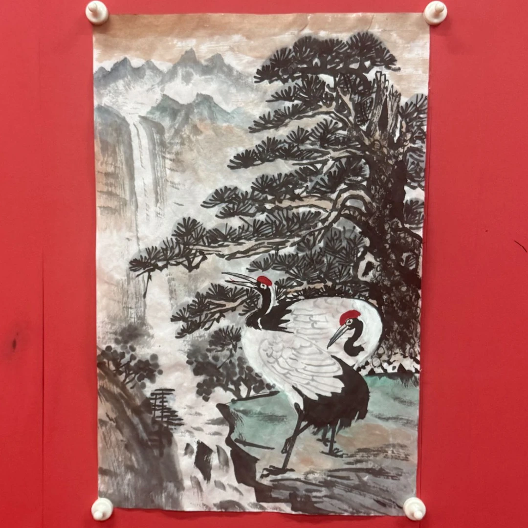 孟宪岱 /手绘国画 《松鹤图》/开三 /带证书