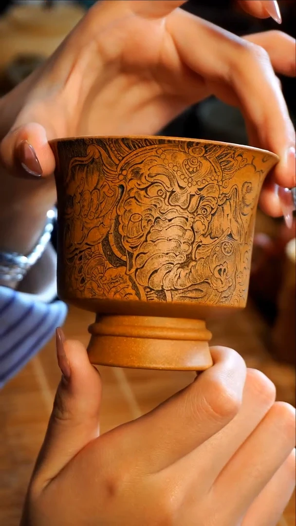 茶杯紫砂南柯记手刻主人杯