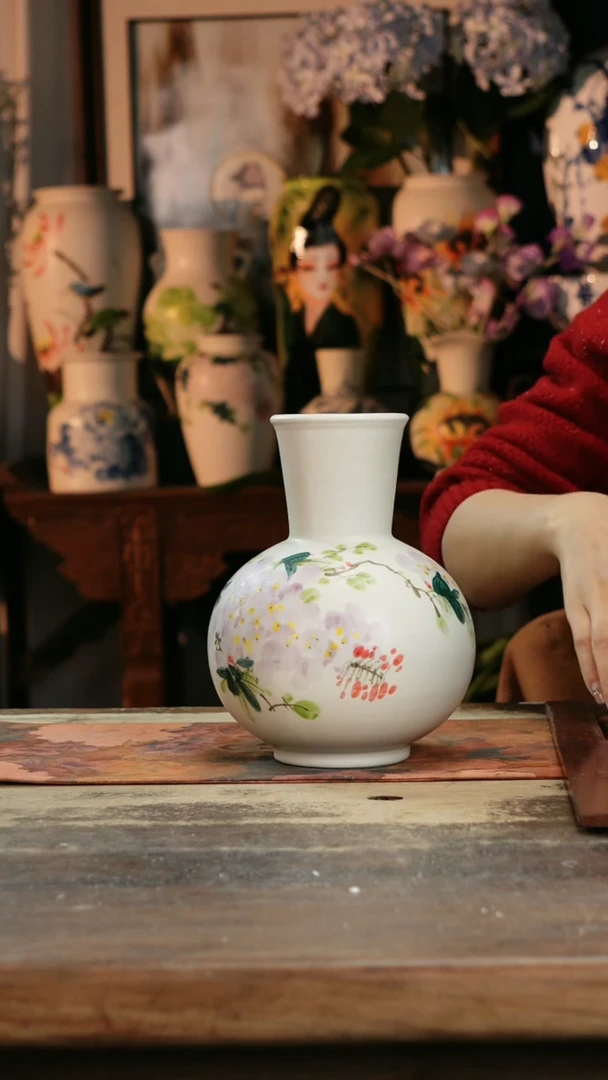 【闪购商品】瓷片景德镇纯手工釉下彩精品花瓶