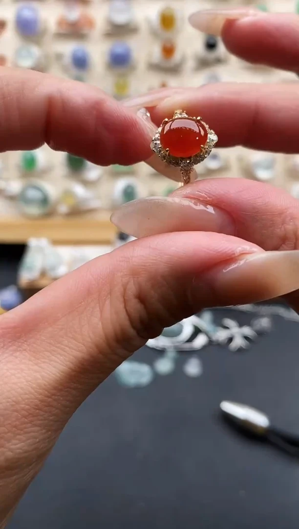 银S925镶嵌戒指翡翠缅甸天然A货翡翠1 9-3