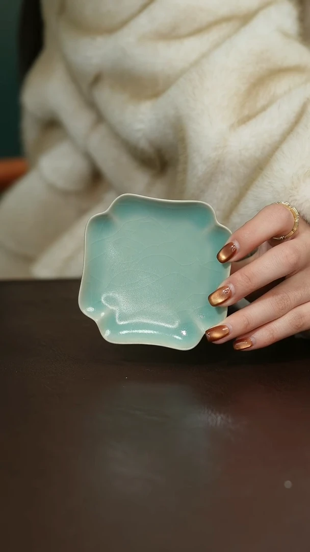 摆件瓷原矿原釉汝宋汝瓷 杯垫