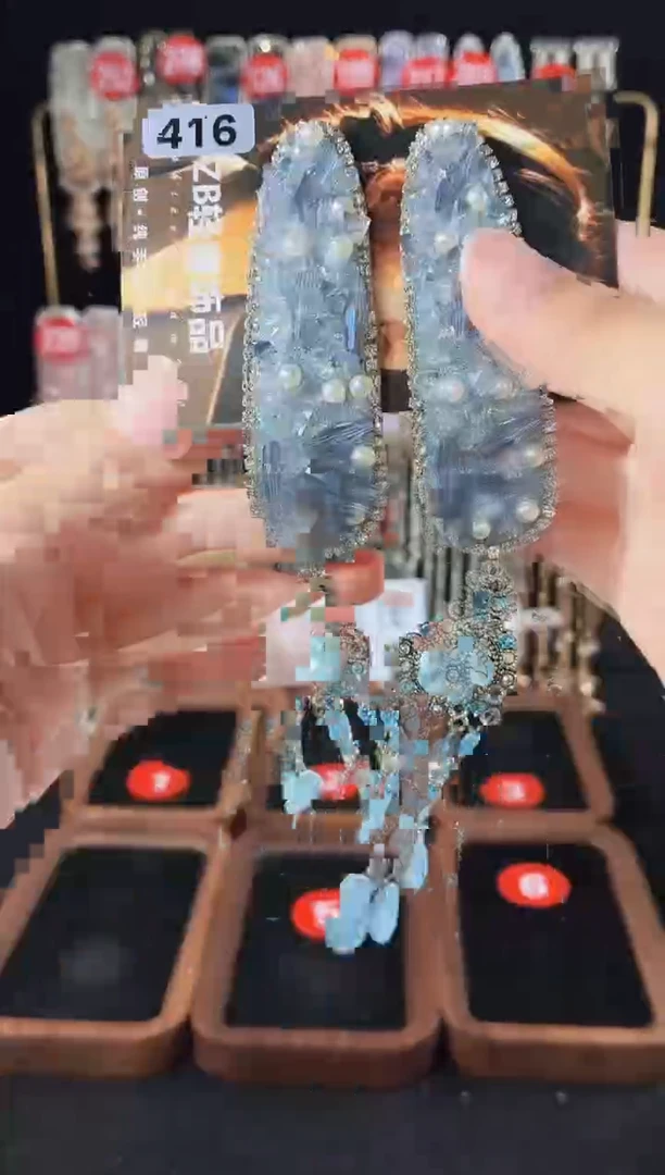 仿水晶铁合金416原创发夹一对