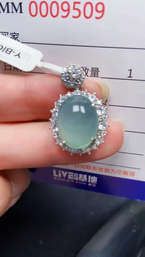 翡翠银S925镶嵌颈饰9509