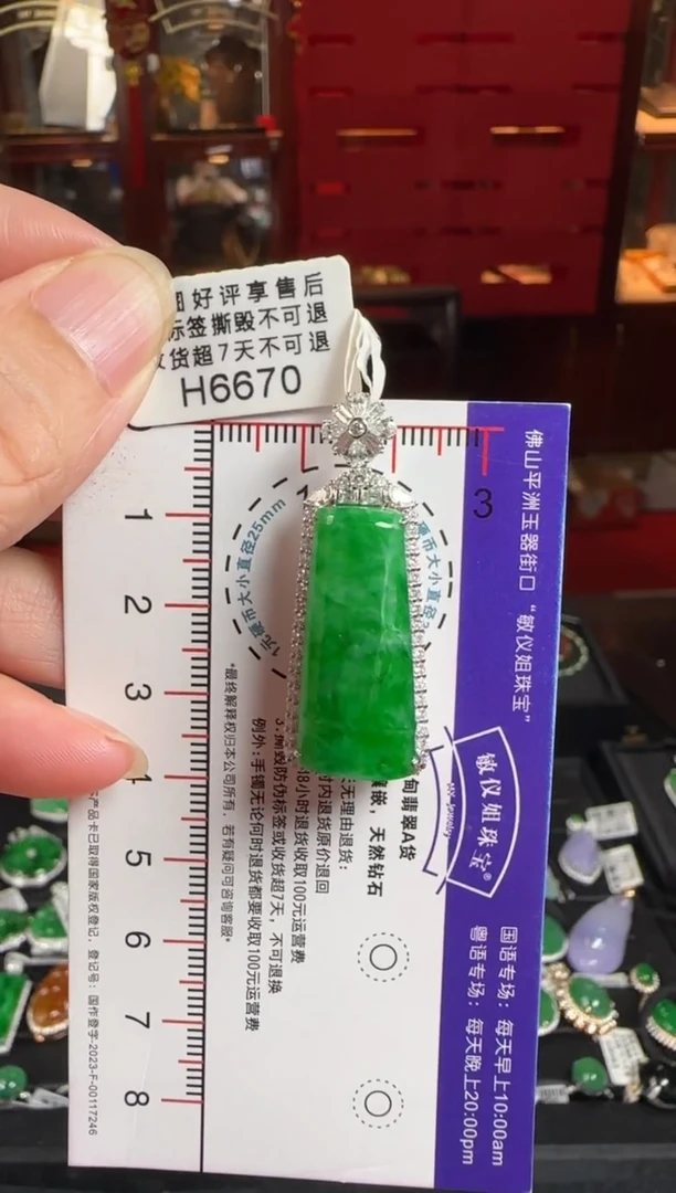 翡翠18K金镶嵌颈饰H6670竹报平安