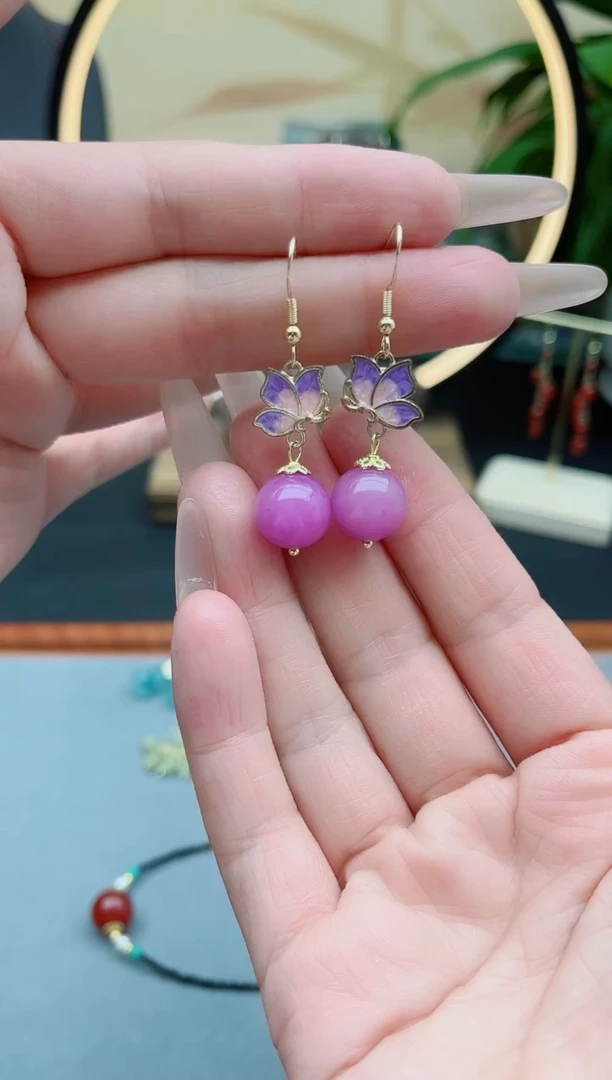 玛瑙/玉髓耳饰银S925镶嵌6281