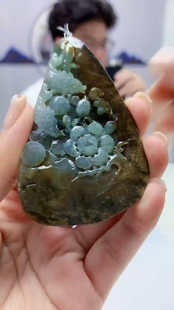 【闪购商品】定制翡翠未镶嵌4688ms-毛货123荷叶鱼