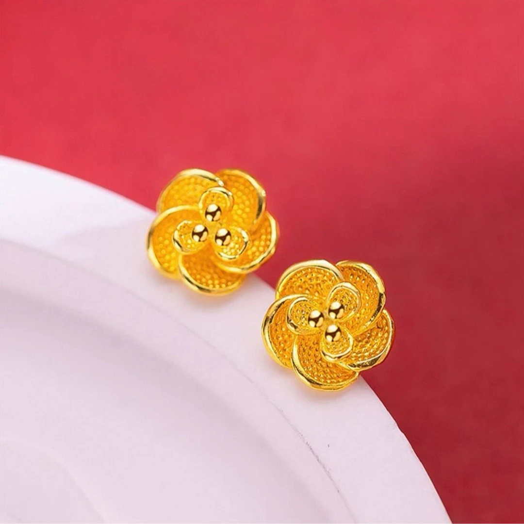 时尚百搭气质玫瑰花耳饰女款ZD0620