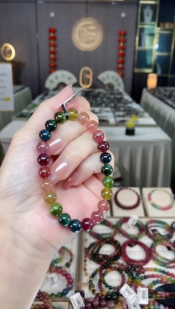 未镶嵌老矿色标彩虹单圈手串8mm+碧玺hon多样性发货一条