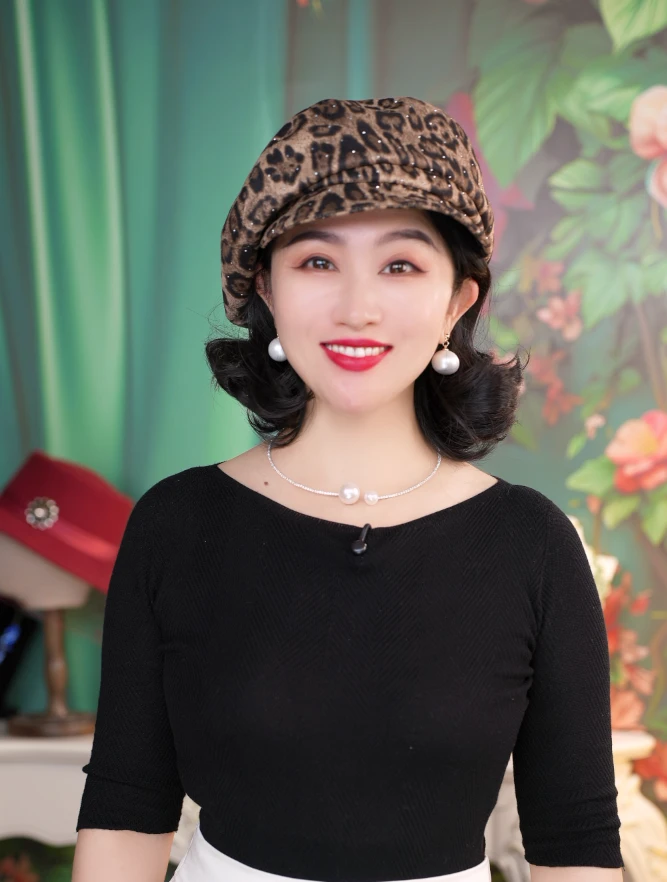 5602 复古豹纹马术帽女日系帽子时尚鸭舌帽辣妹休闲百搭显脸贝雷