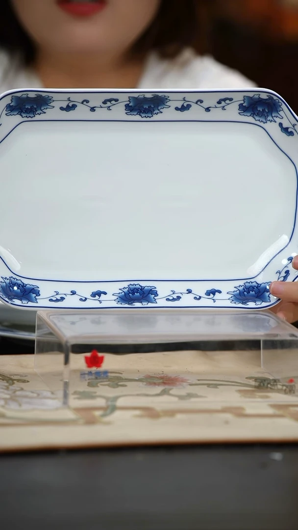 瓷1个微瑕满汉全席12英寸凹角鱼盘