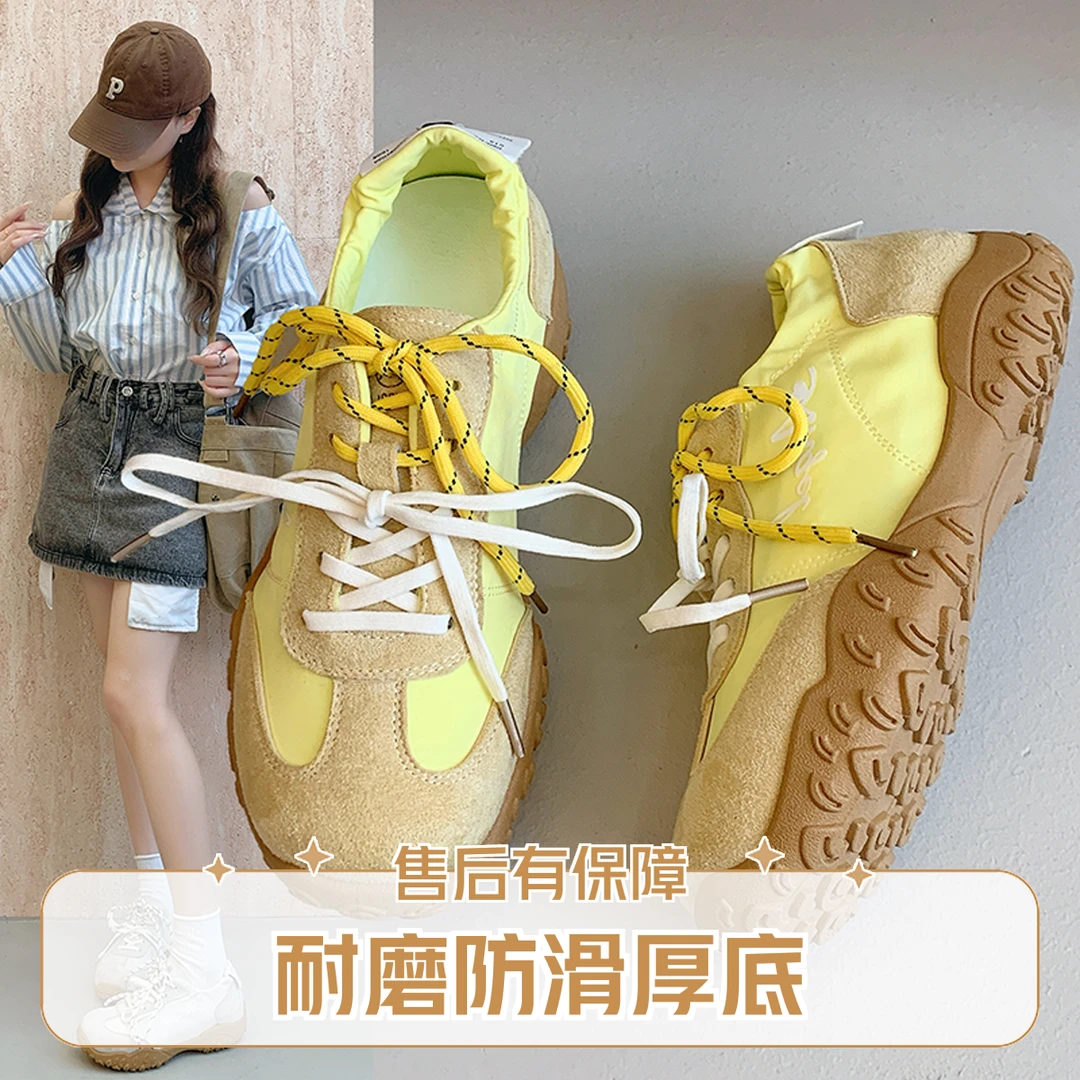 多巴胺新款真皮玛丽珍鞋女夏季2025新款小个子芭蕾风德训运动鞋子