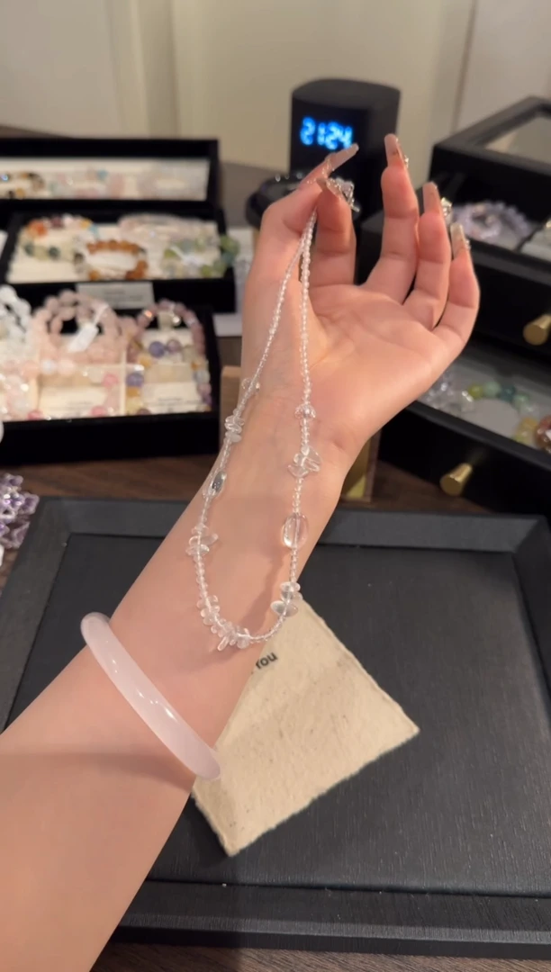 水晶手链合金白水晶项链x1653