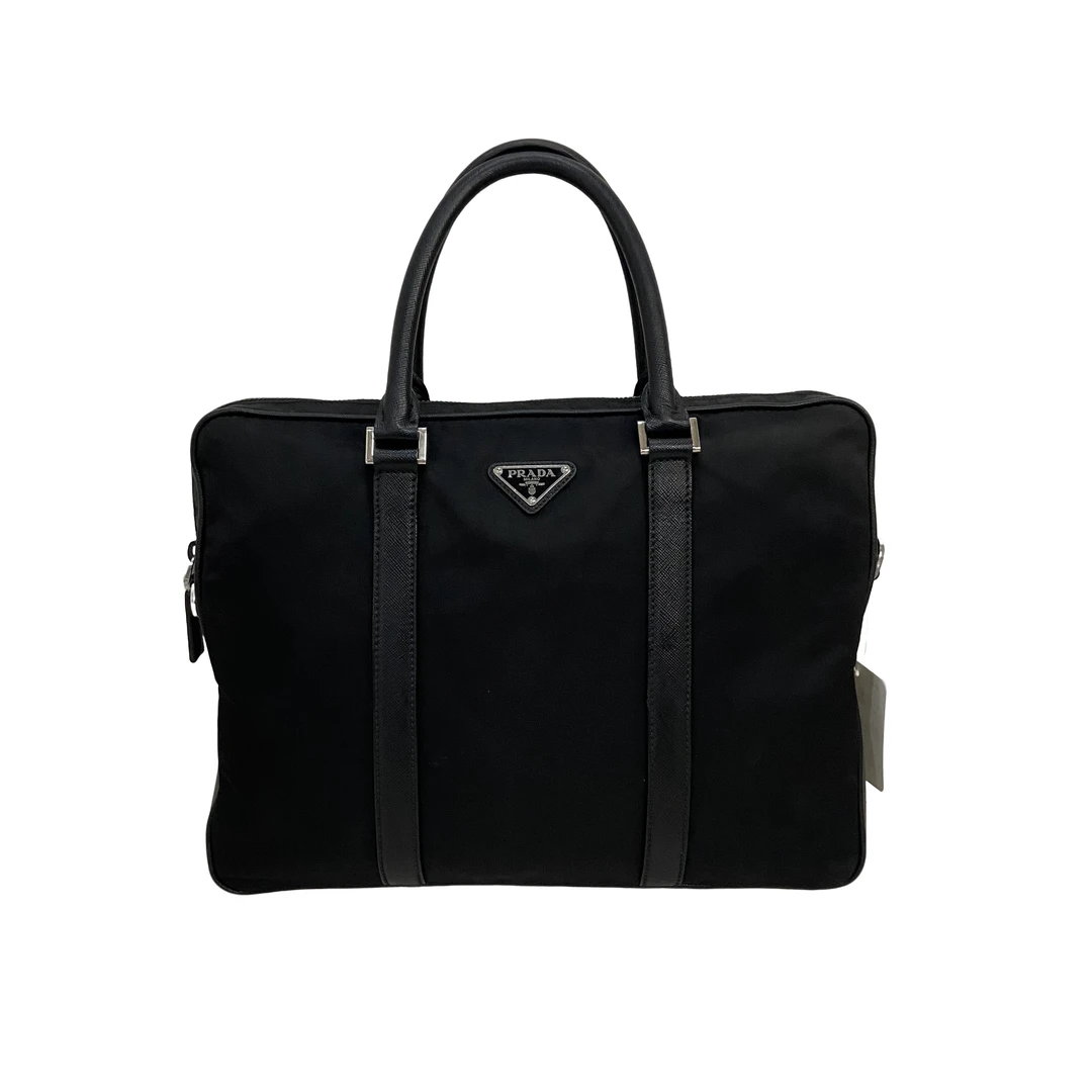 95新 Prada/普拉达 男士休闲时尚百搭尼龙黑色手提包/991