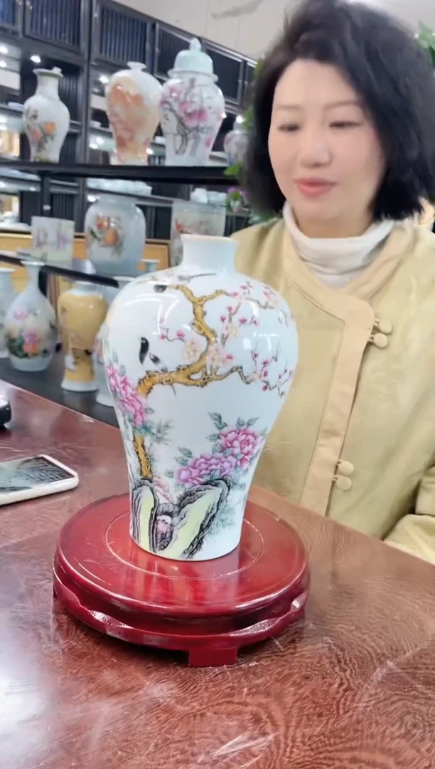 【闪购商品】027景德镇陶瓷供应链粉彩花鸟梅瓶