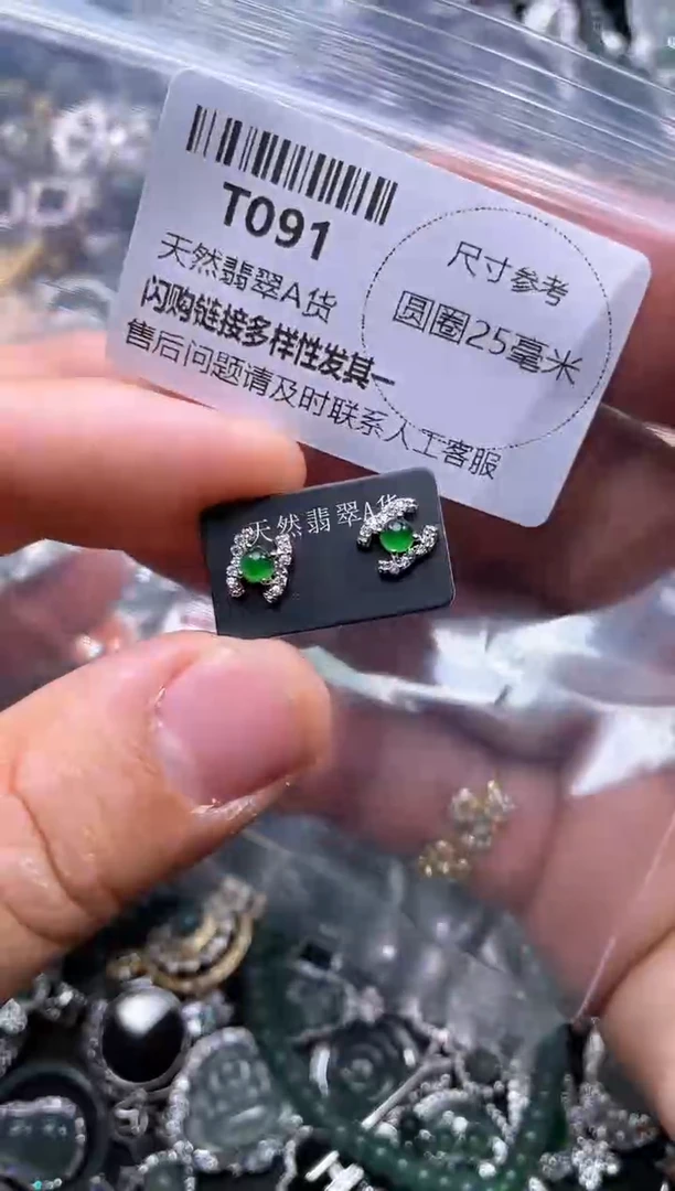 【闪购商品】翡翠颈饰未镶嵌T091耳钉