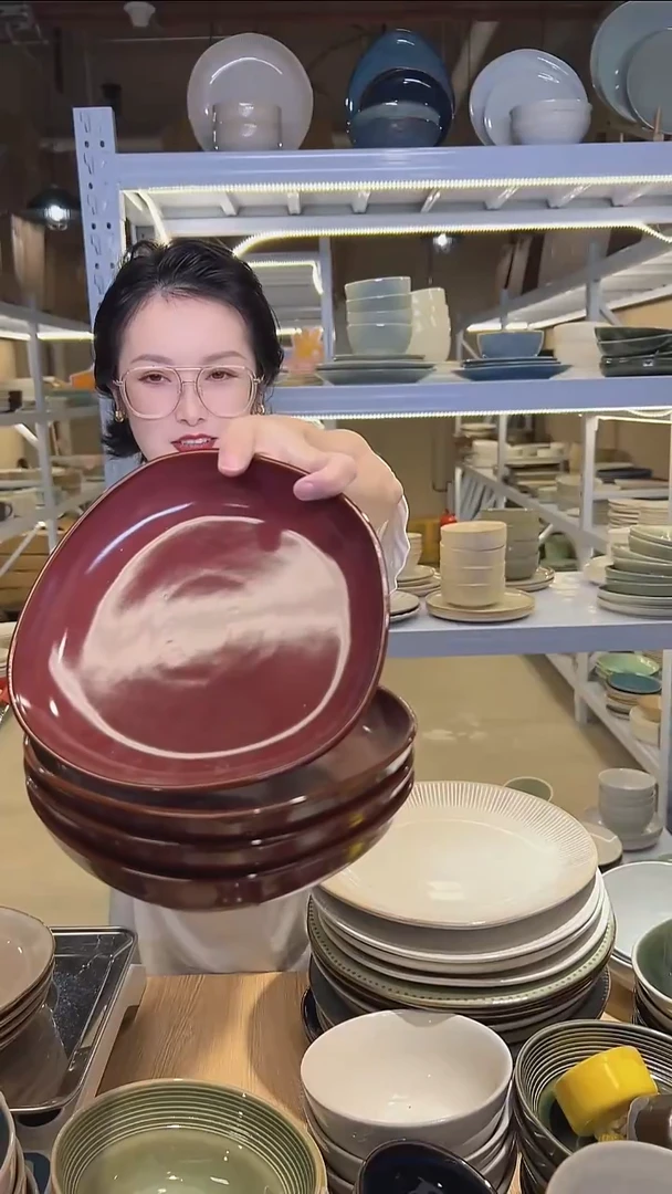 瓷141（八寸）外贸尾货高温釉下彩陶瓷餐具默认微瑕