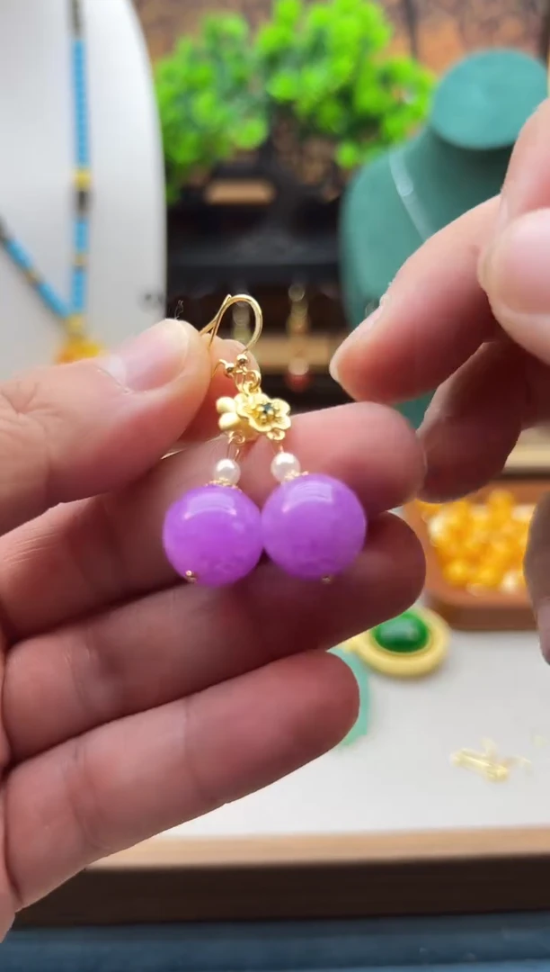 【闪购商品】翡翠耳饰14K金镶嵌E392          