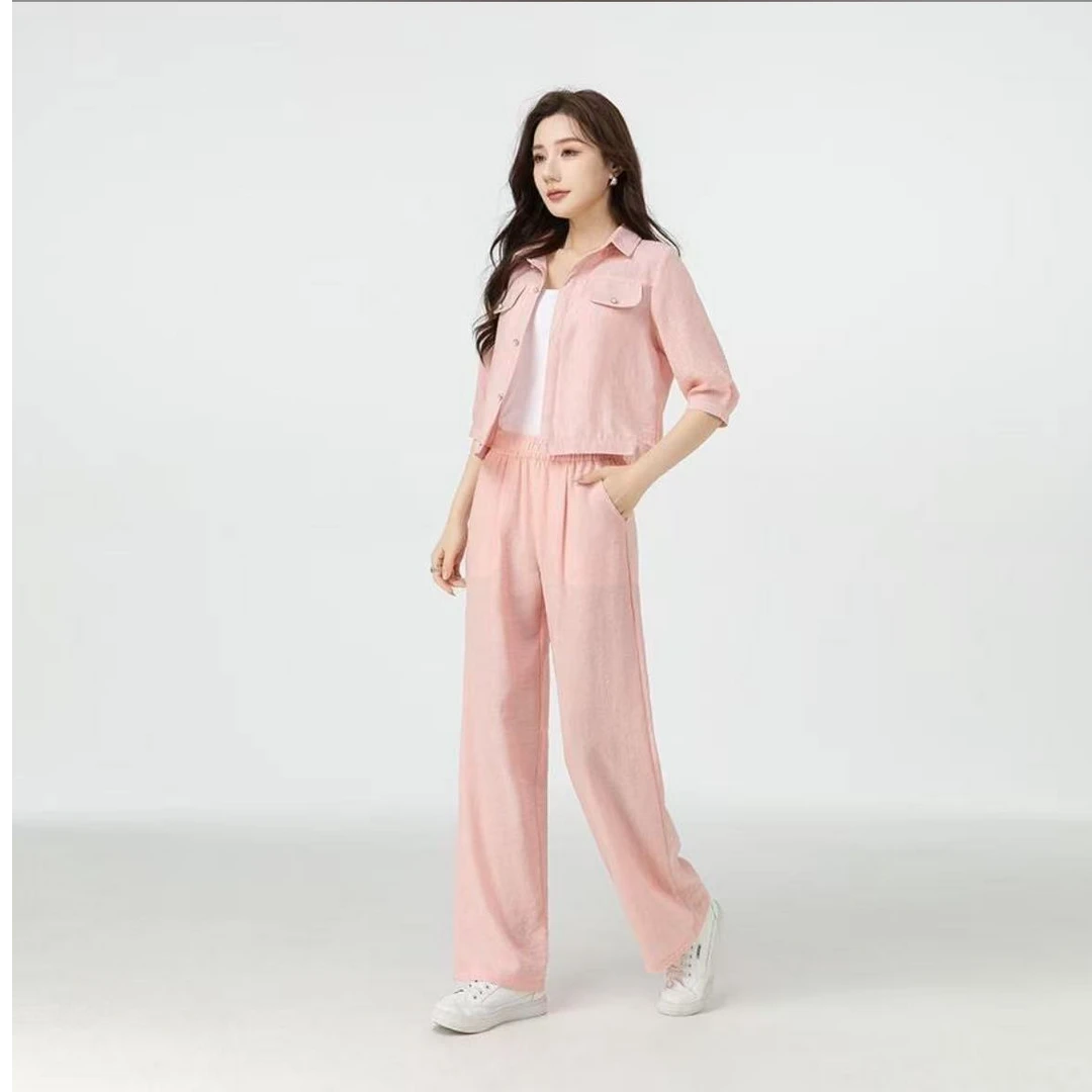 新款气质阔腿裤显瘦短袖上衣