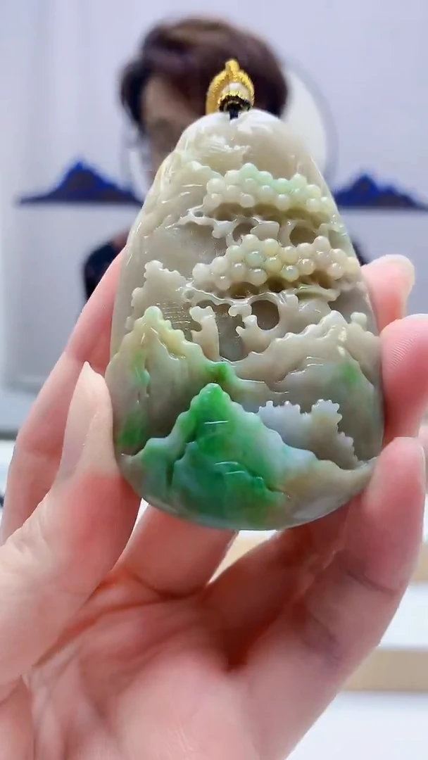 未镶嵌定制翡翠5159zm-毛货挂件45山水